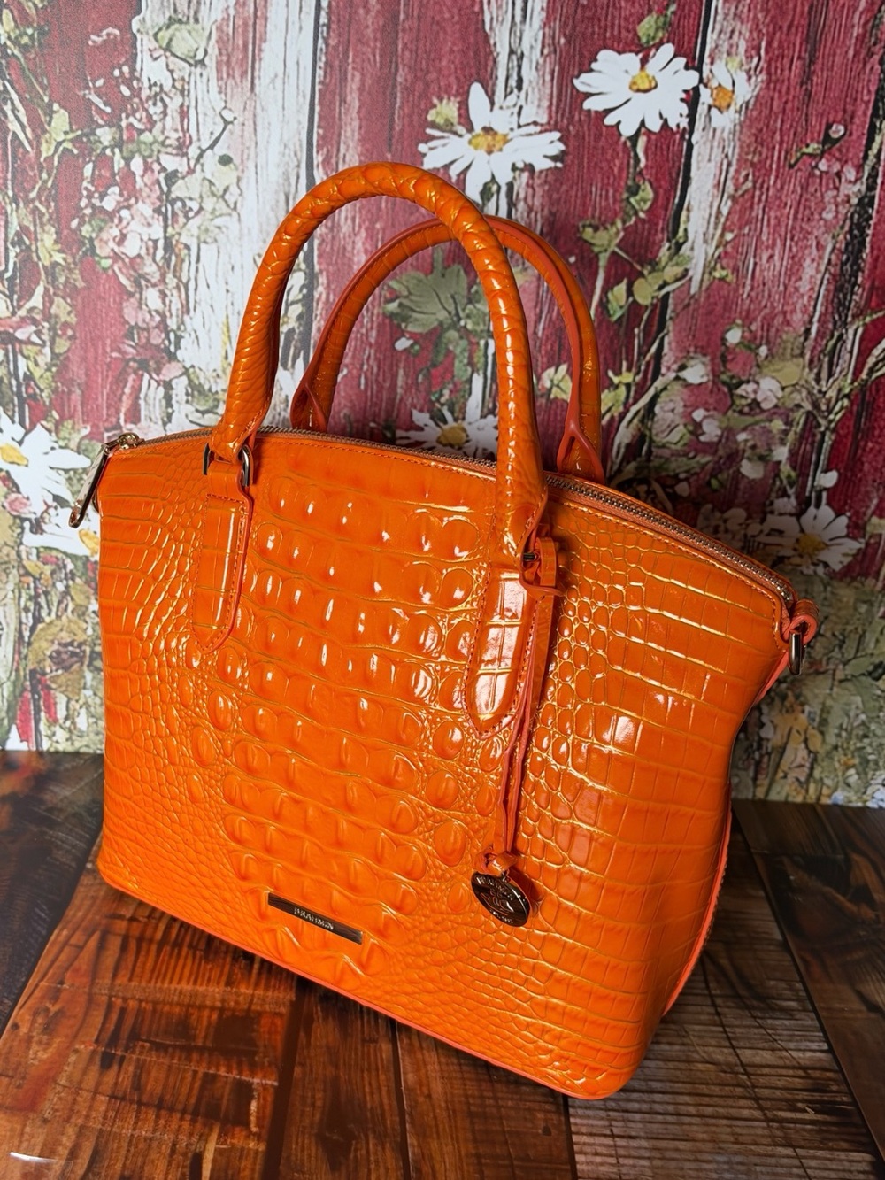 HARD TO FIND IN BRAHMIN DUXBURY MANGO ORANGE NWT FIRM $ - Picture 11 of 16